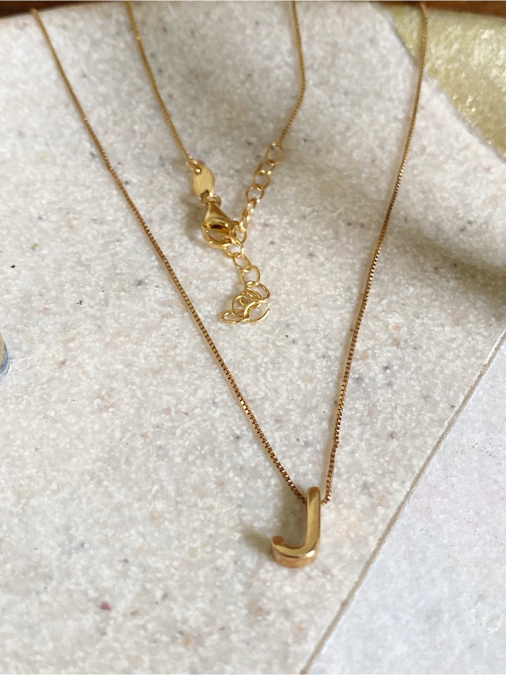 925 Italy Necklace features a modern minimalist initial J pendant in Gold tone